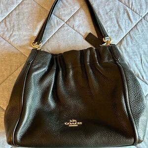 Coach Maya Black Pebbled Leather Shoulder Bag